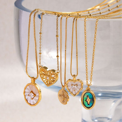 Malachite Electroplated Round Necklace Retro Fashion Jewelry Copper Zircon Hausofjb