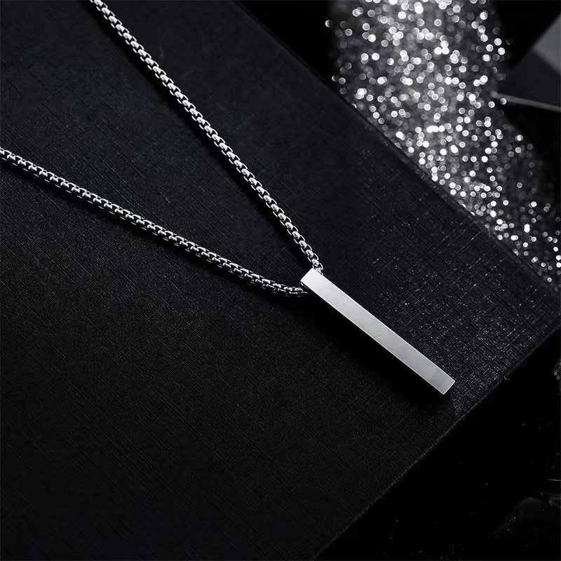 Unisex Stainless Steel Long Stick Necklace Hip Hop Style Square Element Hausofjb