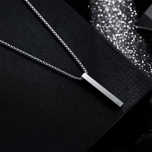 Unisex Stainless Steel Long Stick Necklace Hip Hop Style Square Element Hausofjb