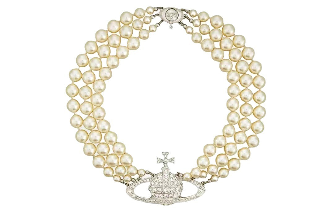 Womens Queen Mother Of The West Pearl Bead Necklace Punk Style Hausofjb
