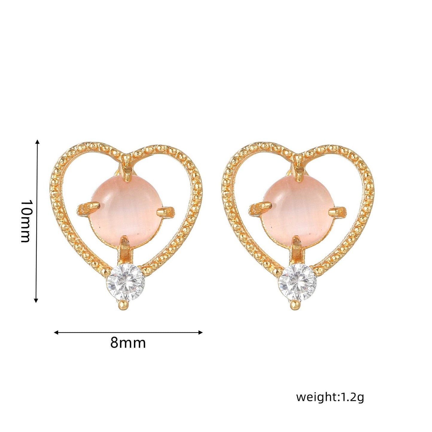 16 Pairs Pink Heart Stud Hoop Huggies Drop Earrings Set, 18K Gold Plated Stacking CZ & Pearl Designs, Planet Snowflake Moon Star | Cubic Zirconia