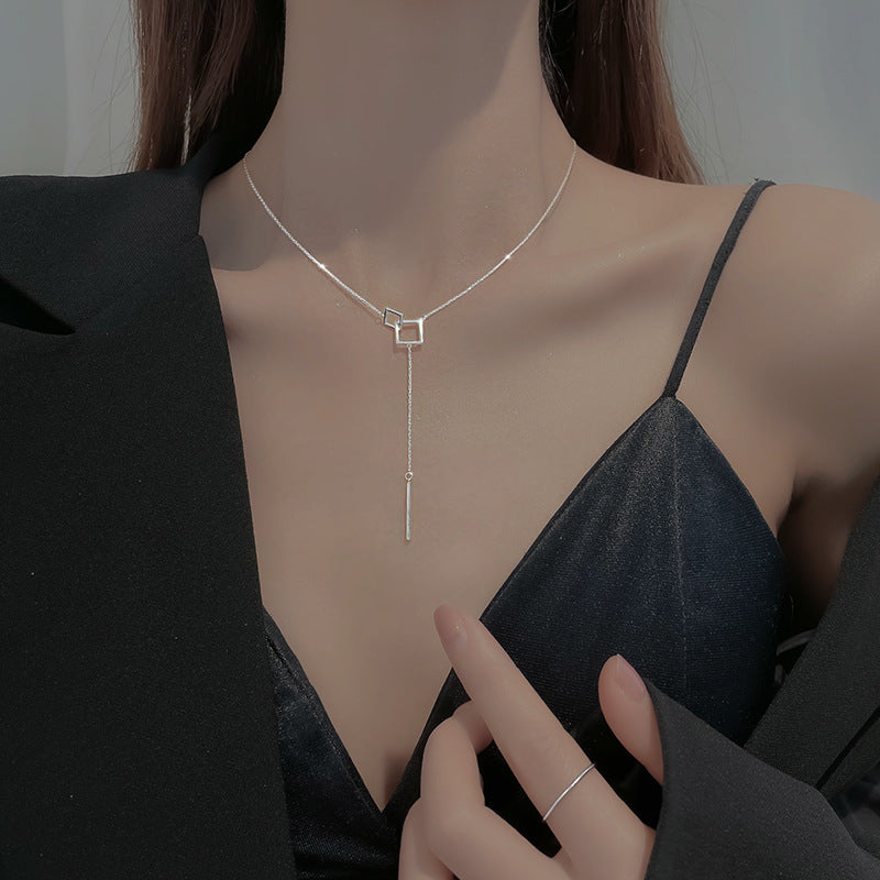 Geometric One Word Necklace For Women Light Luxury Japanese Korean Style Hausofjb