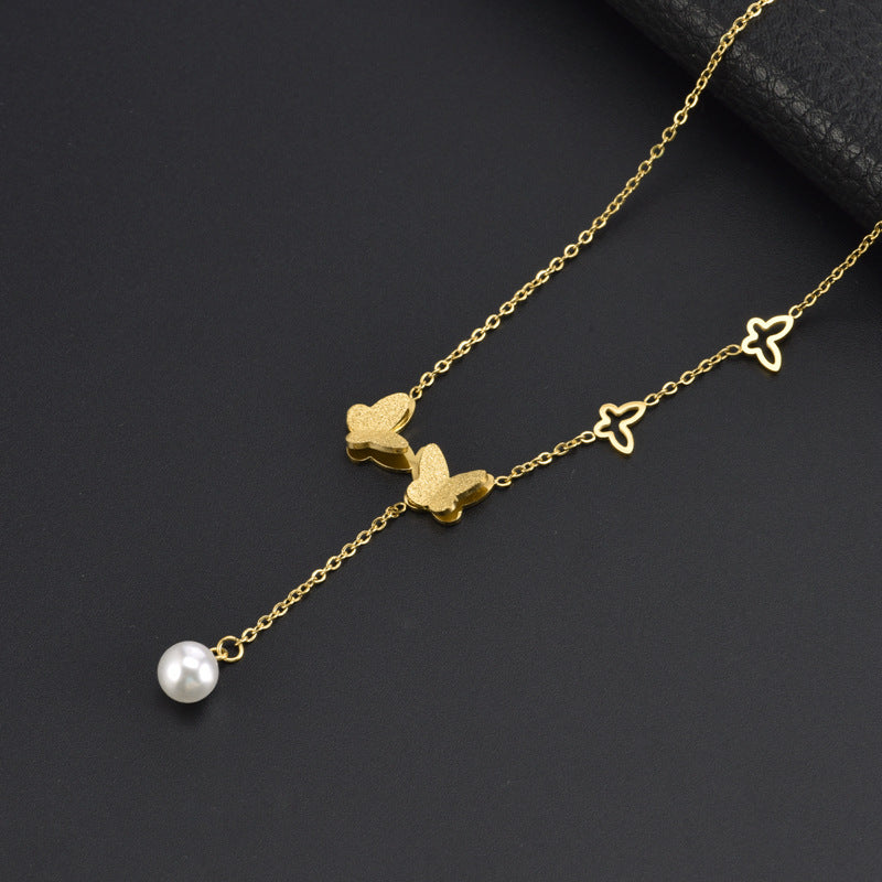 F Initial Titanium Necklace for Women Rose Gold and Gold Hausofjb