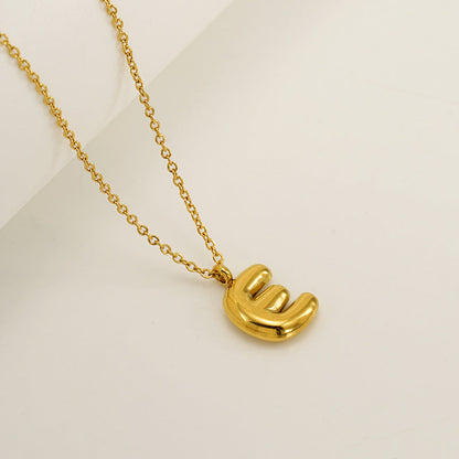 English Letter Necklace For Women Titanium Steel Bubble Glossy Finish Hausofjb