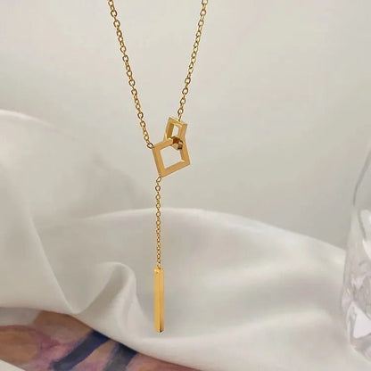 Titanium Steel Tassel Clavicle Chain Necklace For Women Light Luxury Hausofjb