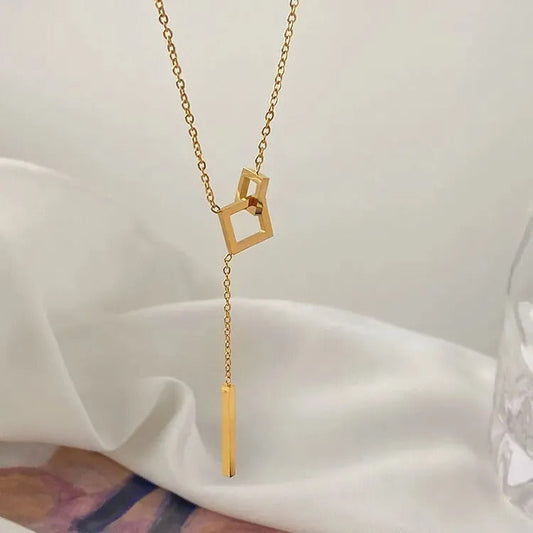 Titanium Steel Tassel Clavicle Chain Necklace For Women Light Luxury Hausofjb