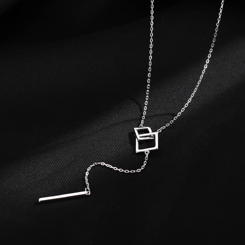 Geometric One Word Necklace For Women Light Luxury Japanese Korean Style Hausofjb