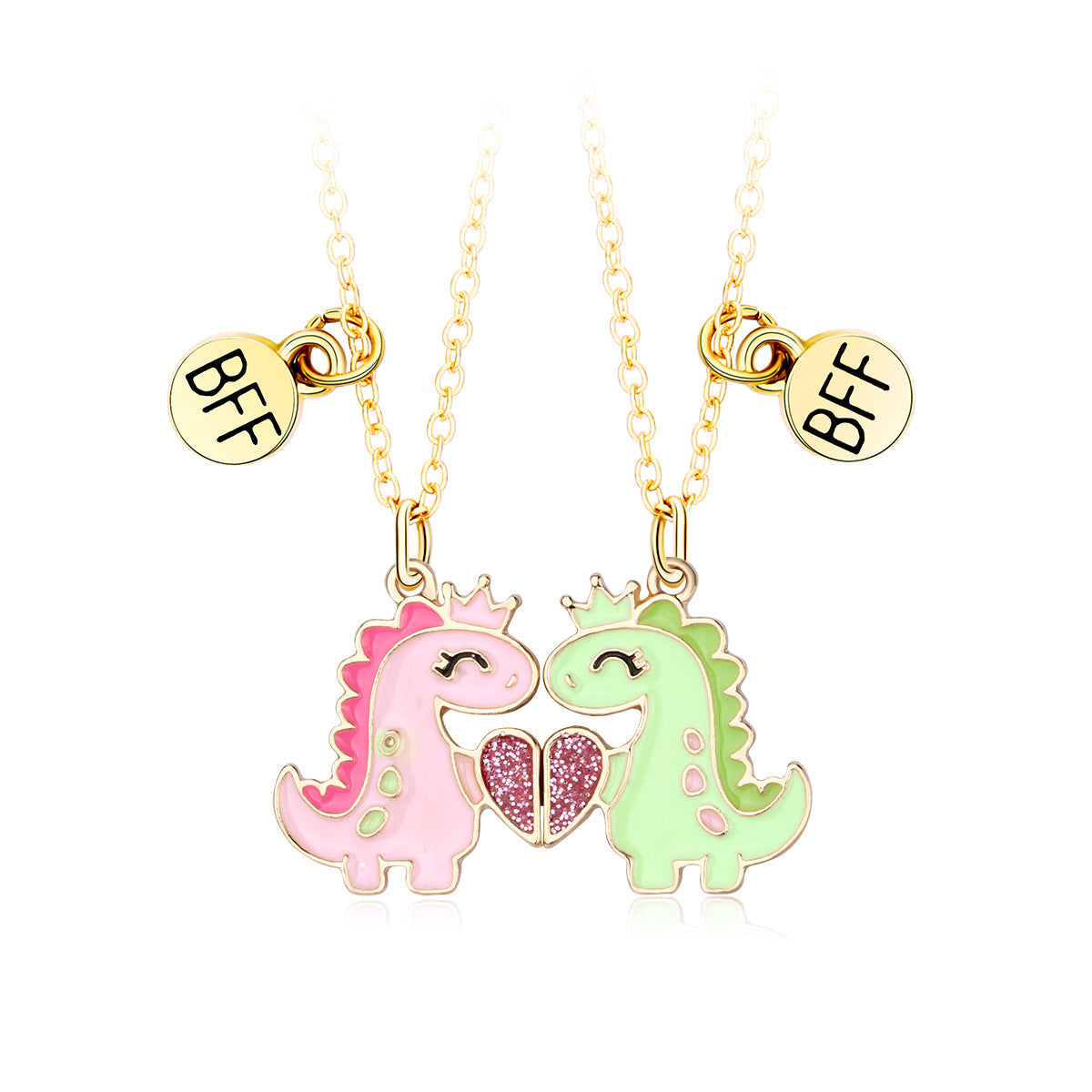 Crown Small Dinosaur Alloy Magnetic Necklace Unisex Love Pendant Hausofjb