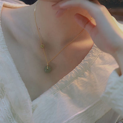 Jade Collarbone Chain Necklace Women Summer Geometric Korean Style Hausofjb