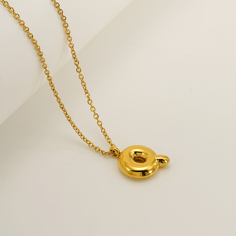 English Letter Necklace For Women Titanium Steel Bubble Glossy Finish Hausofjb