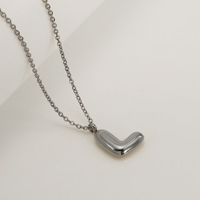 English Letter Necklace For Women Titanium Steel Bubble Glossy Finish Hausofjb
