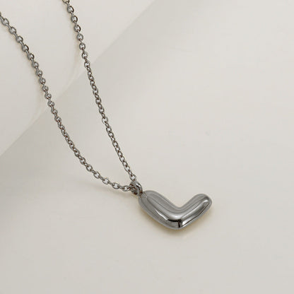 English Letter Necklace For Women Titanium Steel Bubble Glossy Finish Hausofjb