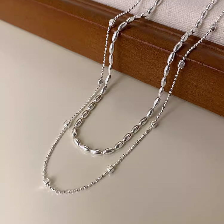 Women's Italian Square Minimalist Necklace Solid Polka Dot Design Hausofjb