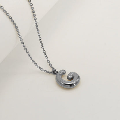 English Letter Necklace For Women Titanium Steel Bubble Glossy Finish Hausofjb