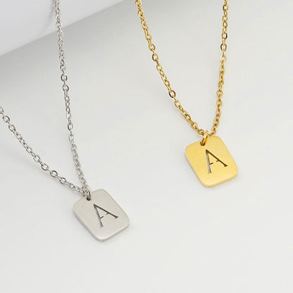 Titanium Steel Letter Square Necklace Fashion English Letters For Women Hausofjb