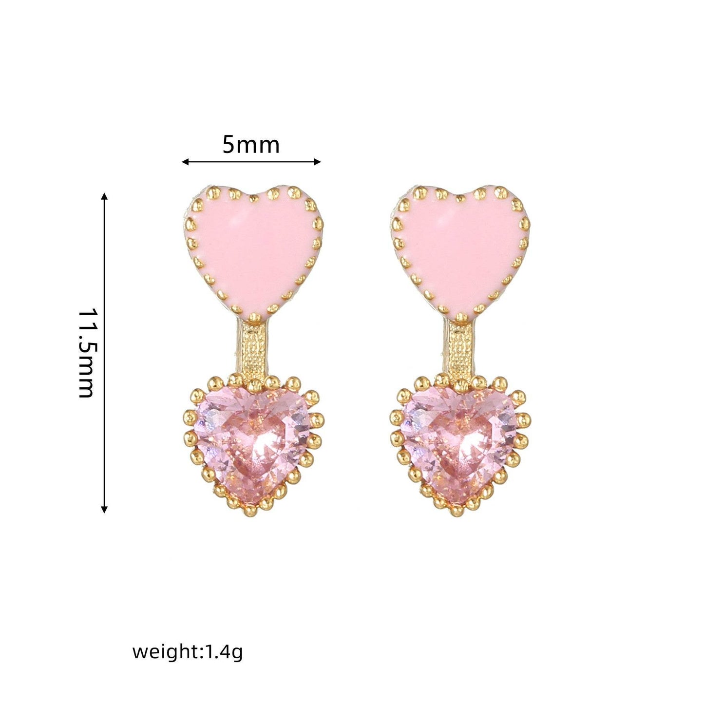 16 Pairs Pink Heart Stud Hoop Huggies Drop Earrings Set, 18K Gold Plated Stacking CZ & Pearl Designs, Planet Snowflake Moon Star | Cubic Zirconia