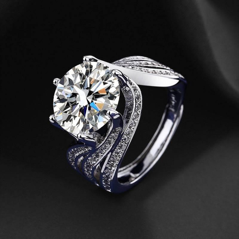 5 Carat Round-Cut Zircon Halo Ring, Triple Band Full Pave Design for Women | Cubic Zirconia