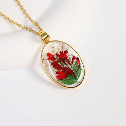 Preserved Flower Necklace Epoxy Resin Jewelry French Retro Style Hausofjb