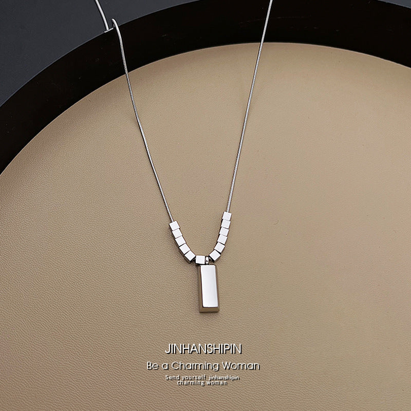 Unisex Square Sier Brick Snake Bone Necklace Titanium Steel Korean Japanese Hausofjb