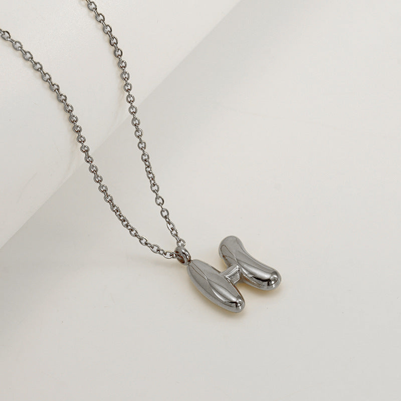 English Letter Necklace For Women Titanium Steel Bubble Glossy Finish Hausofjb