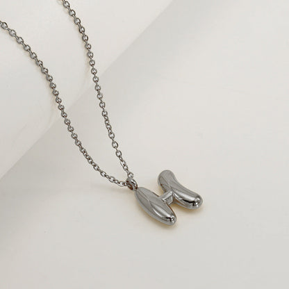English Letter Necklace For Women Titanium Steel Bubble Glossy Finish Hausofjb