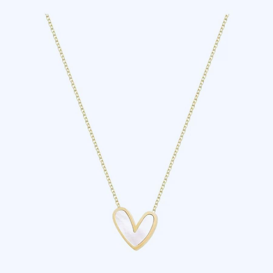 Titanium Steel Clavicle Necklace With Love Heart Pendant For Women Hausofjb