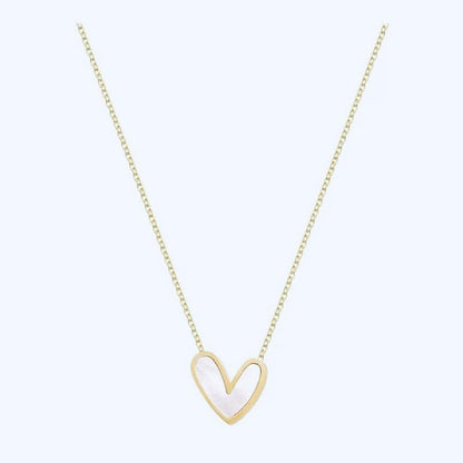 Titanium Steel Clavicle Necklace With Love Heart Pendant For Women Hausofjb