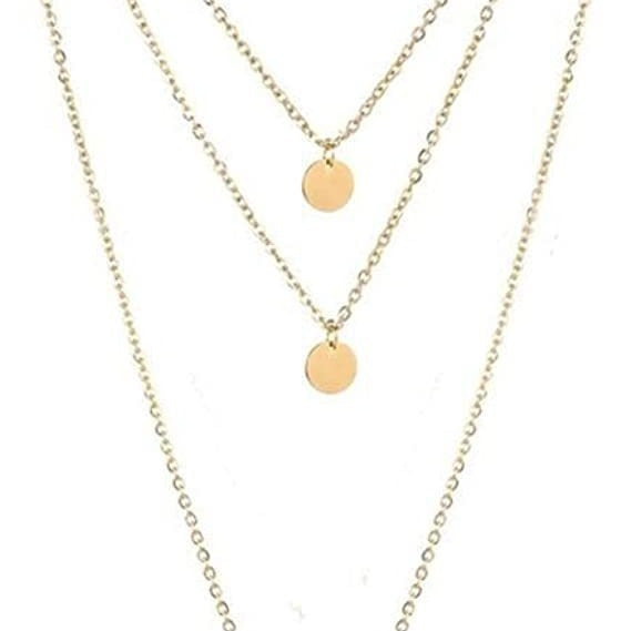 Layered Long Coin Necklace Set Gold and White Alloy European American Style Hausofjb