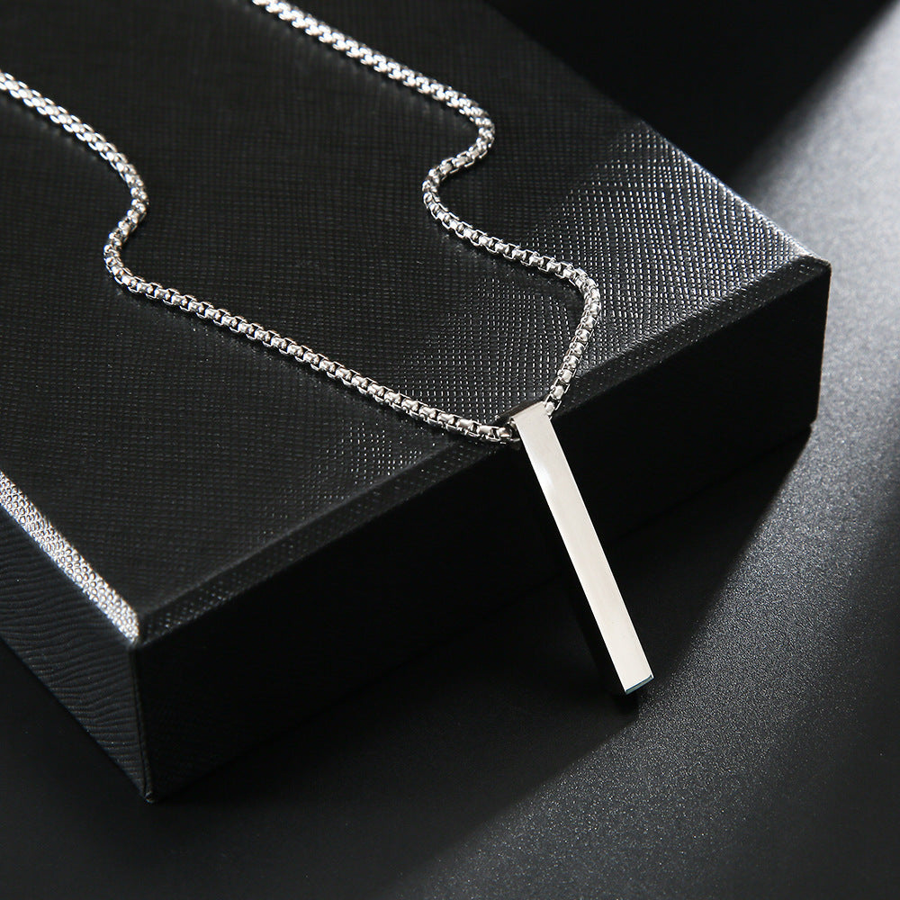 Unisex Stainless Steel Long Stick Necklace Hip Hop Style Square Element Hausofjb