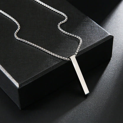 Unisex Stainless Steel Long Stick Necklace Hip Hop Style Square Element Hausofjb