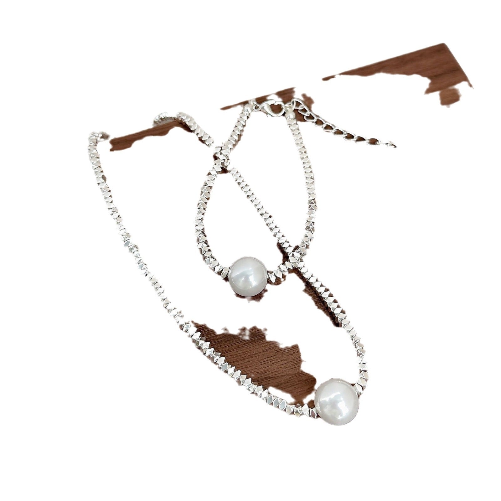 Sier High Sense Special Interest Hexagon Necklace Alloy Korean Style Hausofjb