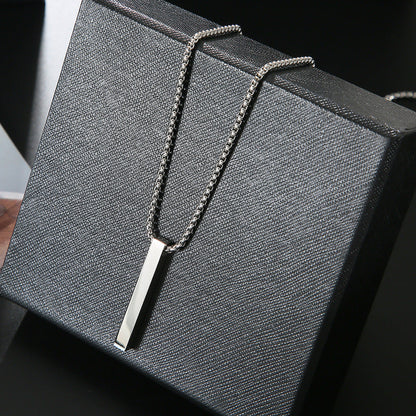 Unisex Stainless Steel Long Stick Necklace Hip Hop Style Square Element Hausofjb