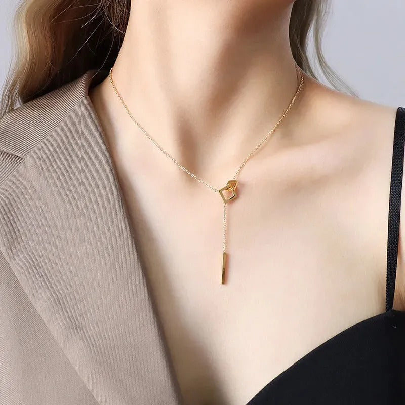 Titanium Steel Tassel Clavicle Chain Necklace For Women Light Luxury Hausofjb