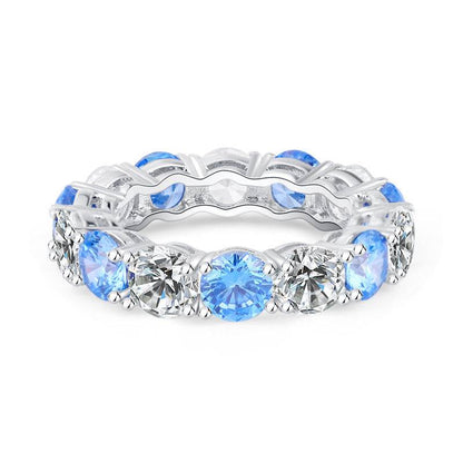 S925 Geometric Stackable Band CZ Ring, 5mm Cubic Zirconia, Sterling Silver Retro Statement Ring for Men and Women
