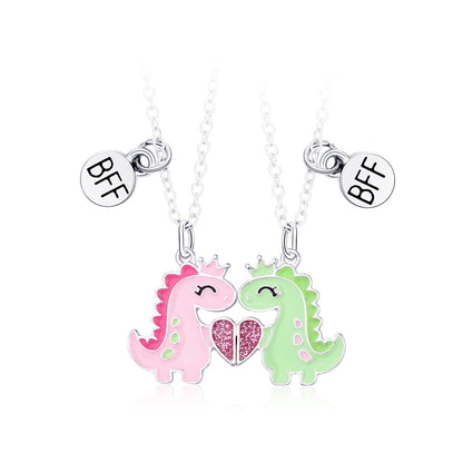 Crown Small Dinosaur Alloy Magnetic Necklace Unisex Love Pendant Hausofjb