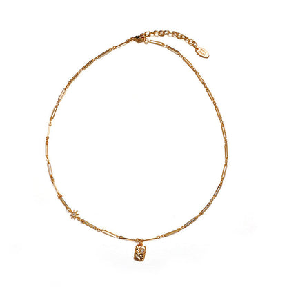 Malachite Electroplated Round Necklace Retro Fashion Jewelry Copper Zircon Hausofjb