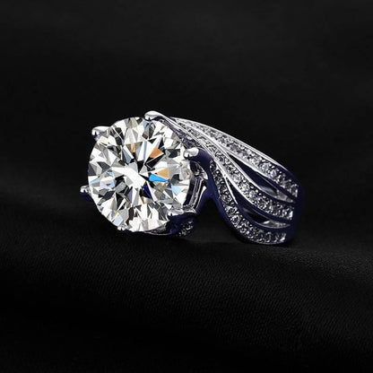 5 Carat Round-Cut Zircon Halo Ring, Triple Band Full Pave Design for Women | Cubic Zirconia