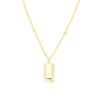 Women's Gold Bar Necklace Square Pendant Korean Style Light Luxury Hausofjb