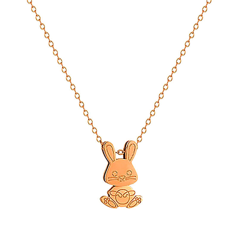 Movable Bunny Zodiac Necklace Titanium Steel for Women Hausofjb