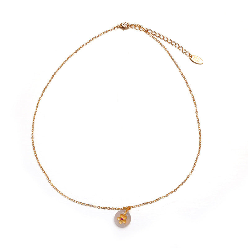 Malachite Electroplated Round Necklace Retro Fashion Jewelry Copper Zircon Hausofjb