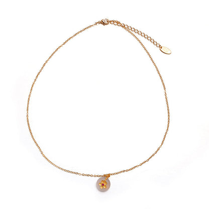 Malachite Electroplated Round Necklace Retro Fashion Jewelry Copper Zircon Hausofjb