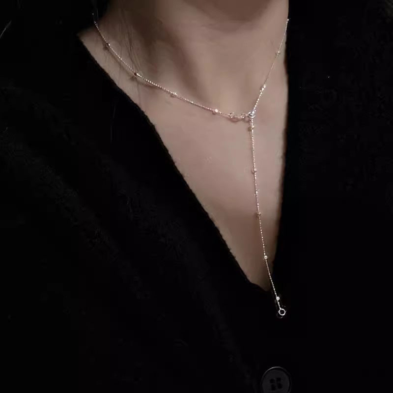 Women's Italian Square Minimalist Necklace Solid Polka Dot Design Hausofjb