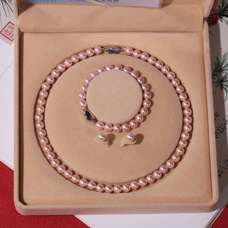 Purple Shell Pearl Necklace Natural Circle Pearls Jewelry European Style Hausofjb