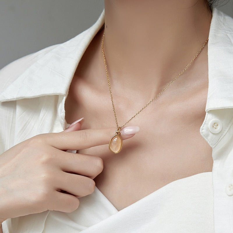 Clavicle Chain Necklaces For Women Titanium Steel Gold Plated Irregular Style Hausofjb