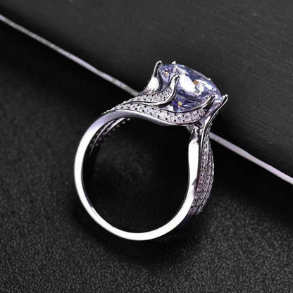 5 Carat Round-Cut Zircon Halo Ring, Triple Band Full Pave Design for Women | Cubic Zirconia