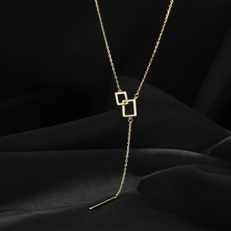 Geometric One Word Necklace For Women Light Luxury Japanese Korean Style Hausofjb
