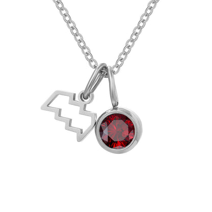 Birthstone Constellation Pendant Necklace For Women Titanium Steel Hausofjb