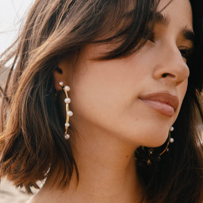 Isla Pearl Hoop Earrings