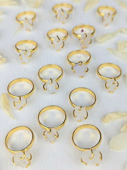 Raw Moonstone Prong Ring