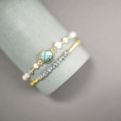 Labradorite Bracelet Set